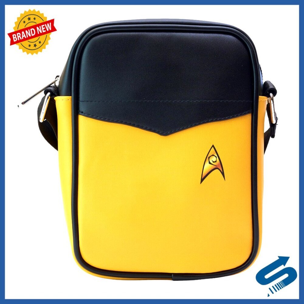 Vegan Leather Crossbody Bag with Adjustable Strap, Star Trek Design